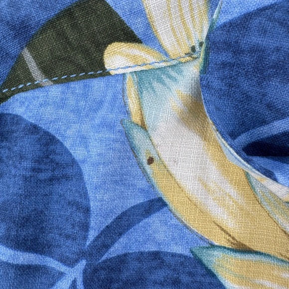 Tommy Bahama Silk Floral Camp Shirt Mens Large Blue Yellow Tropical Hawaiian - Picture 7 of 8